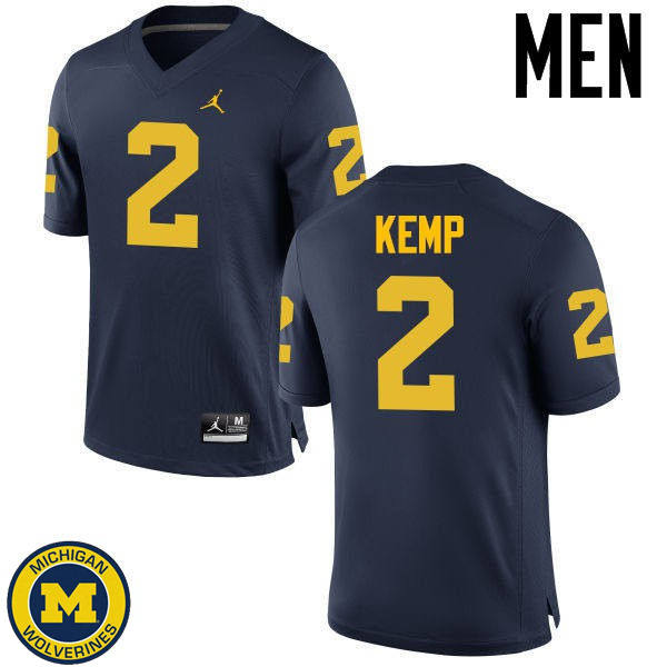 Mens University of Michigan #2 Carlo Kemp Navy Fashion Player Jersey